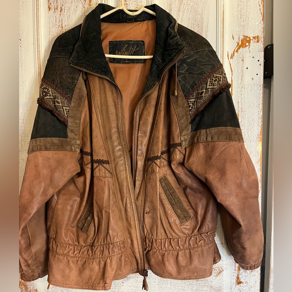 Vintage leather bomber jacket
